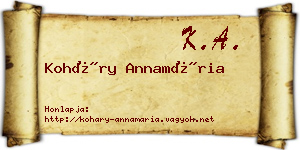 Koháry Annamária névjegykártya