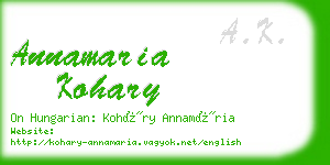 annamaria kohary business card